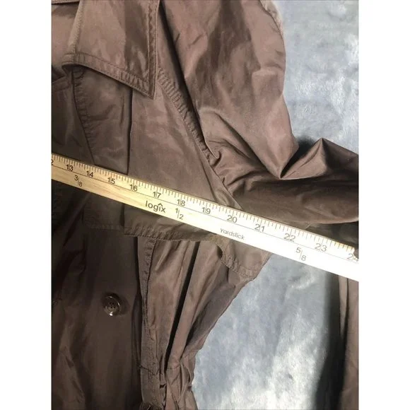 Daisy Fuentes 2 Button Woman’s Belted Wind Breaker Jacket Large Brown - Picture 9 of 13